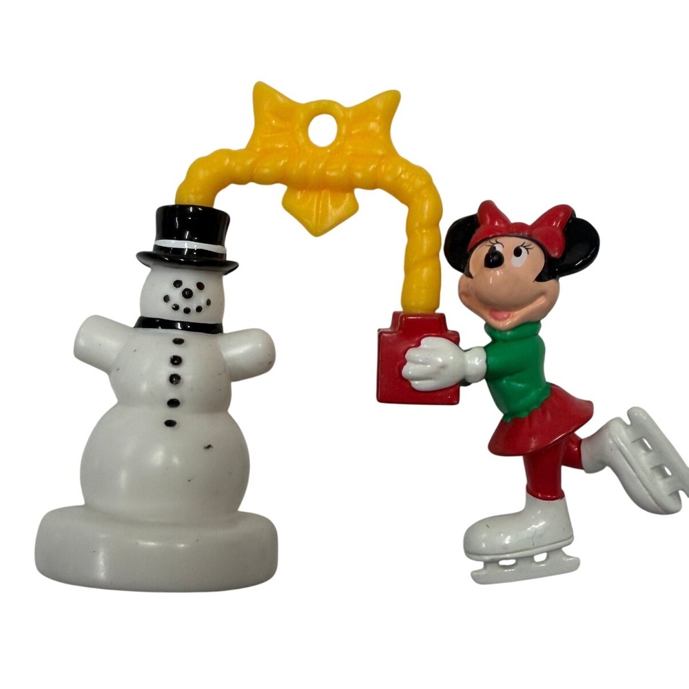 Disney Minnie Mouse Ice Skating with Snowman Christmas Ornament Figurine